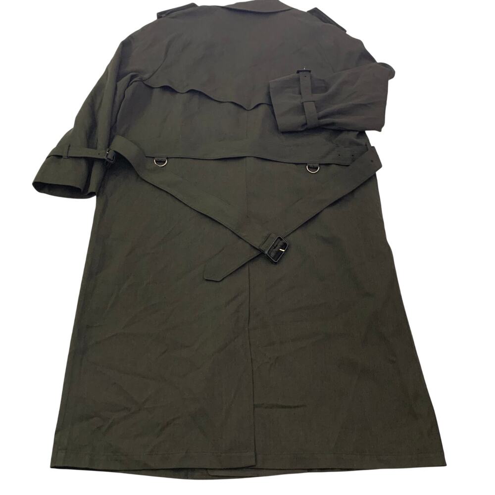 London Fog Mens Trench Coat 44 Reg Olive Green Lined Double Breasted Old Money - Picture 13 of 16